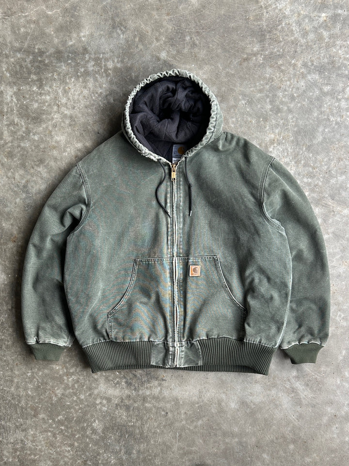Vintage Forest Green Hooded Jacket