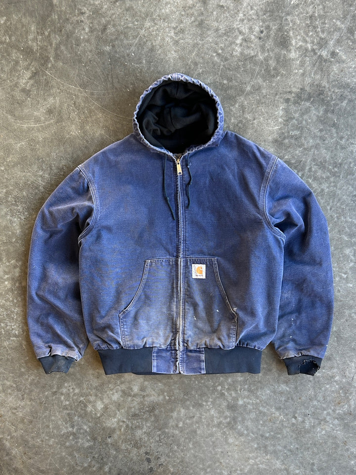 Vintage Faded Blue Hooded Jacket