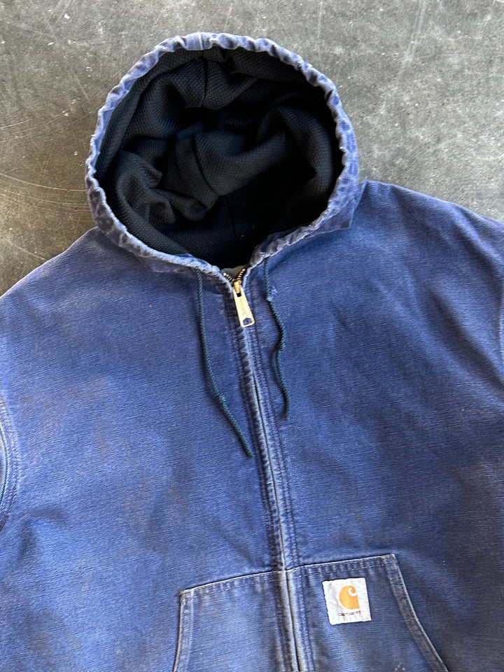 Vintage Faded Blue Hooded Jacket
